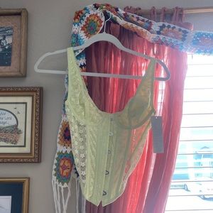NWT urban outfitters floral light green corset top